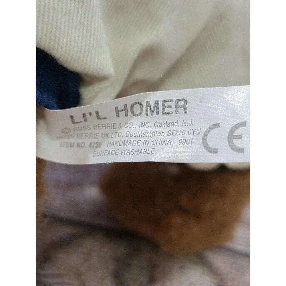 Russ Berrie Plush Lil Homer Teddy Bear Stuffed Animal Baseball 5.5